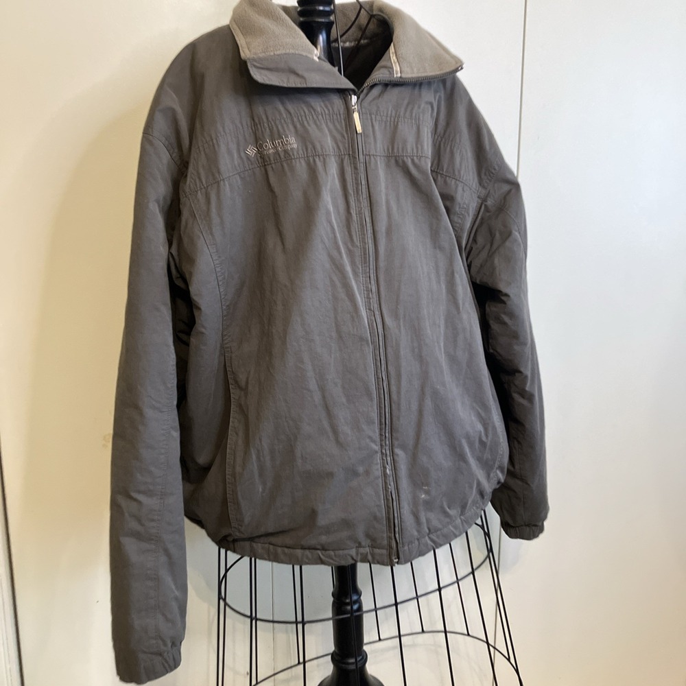 Men's Columbia Coat Size XL Fleece Lined Insulated Fisherman Vintage Gray Collar